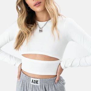 NWT Adika White Long Sleeve Cut Out Top